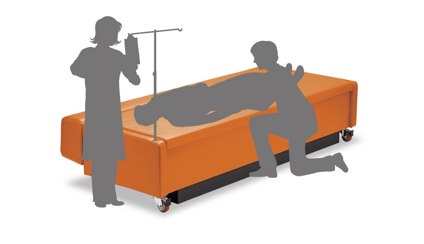 緊急災害対策用として、瞬時に医療用ベッドに変わります。